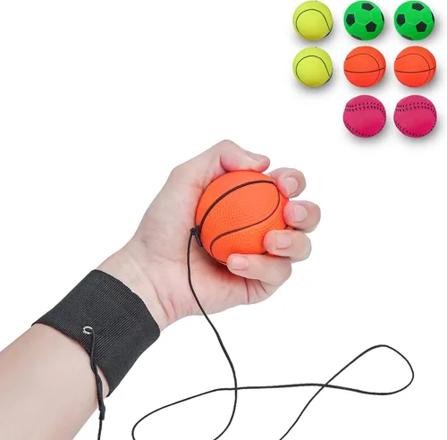 Miniatura 8 de Paquete de 4/8/16 pelotas de retorno de muñeca de 2.36 pulgadas, bolas de goma con rebote de rebote de pelota deportiva