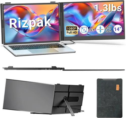 Miniatura 12 de Extensor de pantalla para portátil con un cable, monitor portátil triple ultrafino de 15.6 pulgadas, pantalla IPS FHD de 1080P, conexión