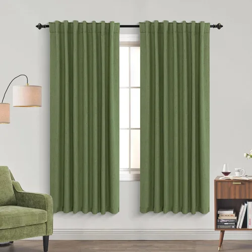 Miniatura 69 de KOUFALL - Cortinas de medio estilo francés de lino para ventana, juego de 2 cortinas cortas de 40 pulgadas de longitud, para privacidad, cortinas