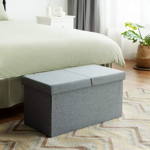 Miniatura 2 de Giantex Otomana plegable de almacenamiento de 30 pulgadas de ancho, gran espacio de almacenamiento de 80 litros y asiento acolchado para sala