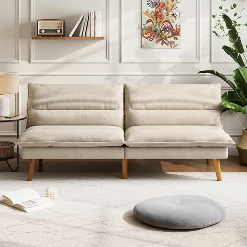 Miniatura 8 de LINSY HOME Sofá cama tipo futón – Sofá cama de pana convertible con respaldo ajustable, moderno sofá cama pequeño para espacios pequeños, sala