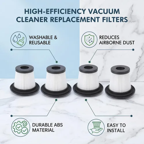 Miniatura 2 de Filtro de repuesto al vacío, 4 filtros de repuesto para aspiradora, filtro de vacío lavable, accesorio de filtro desmontable para Moosoo K17, INSE