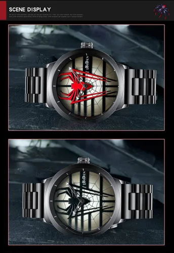 Miniatura 7 de Gosasa Reloj de pulsera de hombre araña de lujo de acero inoxidable para hombre