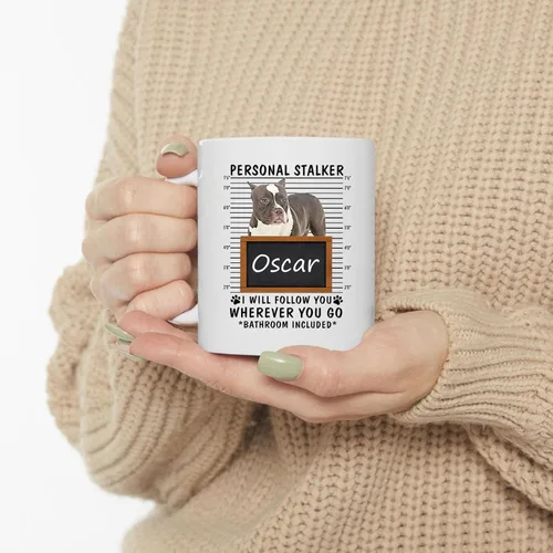 Miniatura 3 de Personal Stalker I Will Follow You Brown American Bully - Taza de café con nombre personalizado, taza de cerámica blanca, 11 onzas