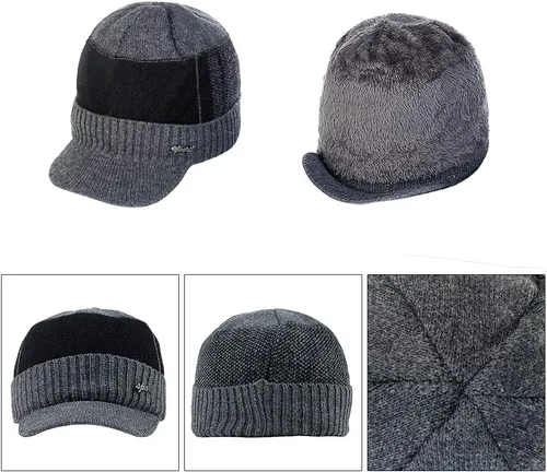 Miniatura 5 de Gorro de invierno para hombre con forro polar, con visera