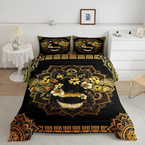 Miniatura 25 de Erosebridal Juego de ropa de cama de polilla de la muerte, juego de edredón bohemio de 3 piezas con diseño de árbol de la vida, edredón elegante