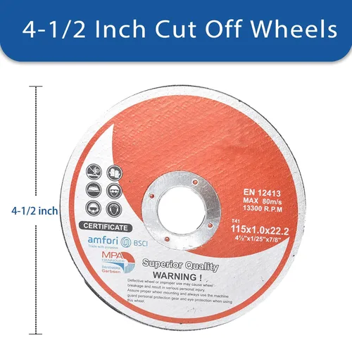 Miniatura 2 de WFLNHB Paquete de 100 ruedas de corte de 4-1/2 pulgadas para discos de corte de metal y acero inoxidable para amoladoras angulares de 4.5 x 0.040 x
