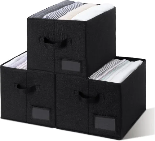 Miniatura 19 de GRANNY SAYS Contenedores de tela para almacenamiento, contenedores de armario para estantes, canasta de almacenamiento con asas, cajas de Gris ceniza