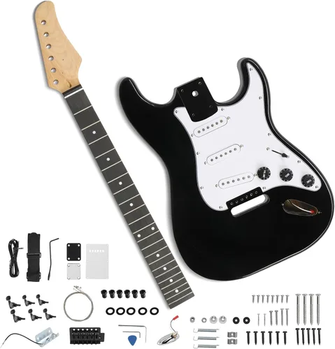 Miniatura 13 de Ktaxon Kit de guitarra eléctrica DIY con cuerpo de caoba, kit de guitarra eléctrica de 6 cuerdas de tamaño completo con cuello de arce, correa