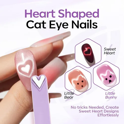 Miniatura 2 de Modelones Imán de esmalte de uñas de gel de ojo de gato, herramienta magnética 8 en 1 para uñas de gel, varita magnética fuerte para arte de uñas