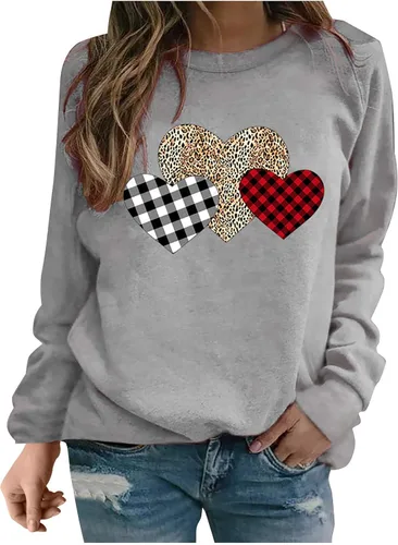 Miniatura 94 de Sudadera de manga larga con estampado de leopardo y corazón para mujer, para el día de San Valentín, sin botones, para niñas, regalos