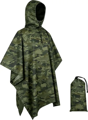 Miniatura 15 de Poncho de lluvia de camuflaje, abrigo impermeable multiusos