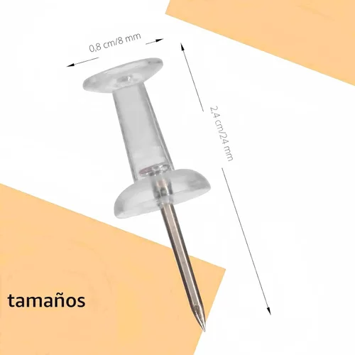 Miniatura 2 de Paquete de 120 pines para tablón de anuncios, tachuelas para pulgar con punta de plástico transparente y punta de acero, tachuelas de pared