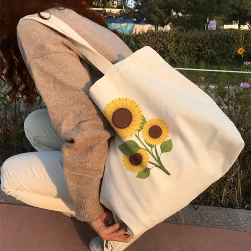 Miniatura 6 de Bolsa de lona para mujer bolsa de hombro grande de lona con cremallerabolsillo interior bolsa de compras reutilizable bolsa de almacenamiento