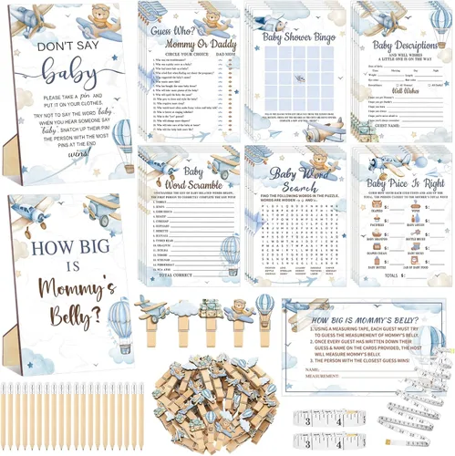 Miniatura 13 de Funnymoom 426 Piezas Juego de Juegos para Baby Shower de Papel Kraft - 8 Juegos, Incluye Bingo de Baby Shower, El Precio Correcto, Adivina Quién
