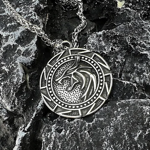 Miniatura 6 de FANCY-J Collar de talismán de lobo vikingo Fenrir cadena de acero inoxidable para hombre, joyería vintage para hombre, colgante de amuleto vikingo