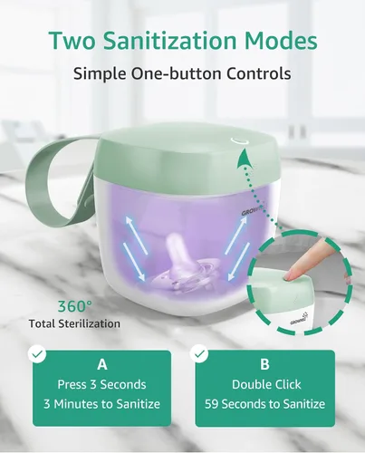 Miniatura 3 de GROWNSY Desinfectante de Chupones Portátil, Desinfectante de Luz UV Para Llevar, Estuche Desinfectante con Carga USB, Mini Desinfectante de Chupones