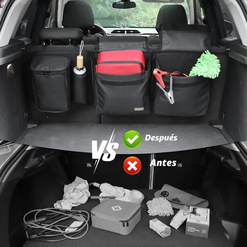 Miniatura 6 de Organizador de maletero de automóvil de lujo, organizador colgante desmontable para asiento trasero, módulos de almacenamiento con enfriador