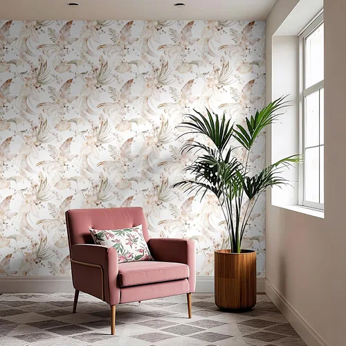 Miniatura 5 de Blooming Wall Papel tapiz de pared con diseño floral de hojas tropicales rojas en acuarela para decoración de pared, 14.5 pies cuadrados/rollo