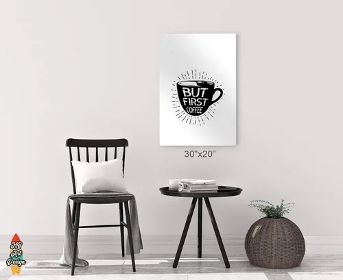Miniatura 6 de HB Art Design But First Coffee - Taza con cita en blanco y negro con impresión de metal, arte de pared, decoración de cafetería, decoración de pared