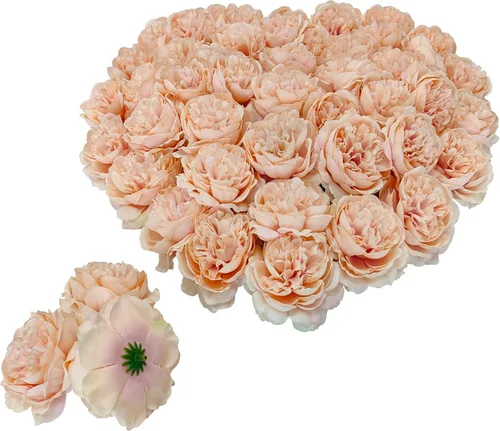 Miniatura 8 de 40 piezas 8.4 cm de cabezas de flores falsas para manualidades, cabezas de rosas artificiales color naranja quemado, cabezas de rosas de seda a