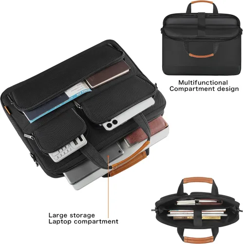 Miniatura 3 de DOMISO Maletín de negocios para laptop de 17 a 17.3 pulgadas con correa para el hombro, compatible con portátiles de 17 pulgadas/HP Pavilion/MSI