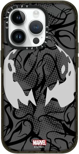 Miniatura 10 de CASETiFY Impact - Funda para iPhone 13 [Spider-Man Co-Lab / protección contra caídas de 6.6 pies] - Máscara Venom - Negro transparente