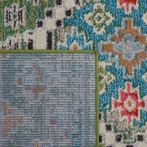 Miniatura 7 de SAFAVIEH Madison Collection - Alfombra de pasillo de 2 pies 2 pulgadas x 6 pies, color verde y beige, diseño bohemio de diamante, no desprende