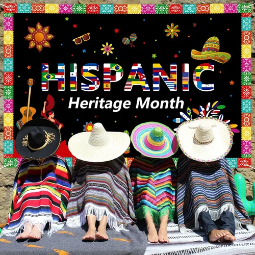 Miniatura 7 de Cartel extra grande del mes de la herencia hispana de 72 x 48 pulgadas, decoración de celebración de países hispanohablantes latinoamericanos