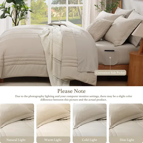 Miniatura 5 de Monbix Juego de ropa de cama tamaño Twin XL - Juego de 5 piezas extra largo para dormitorio, diseño acolchado, cama en una bolsa Twin XL