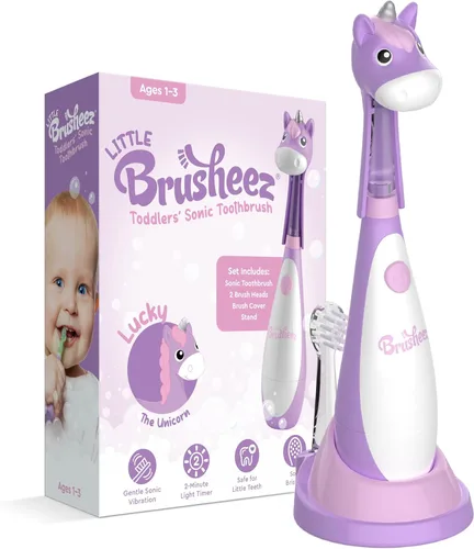 Miniatura 9 de Brusheez Cepillo de dientes sónico para niños pequeños - Cepillo de dientes seguro y suave para edades 1-3 con temporizador de 2 minutos Spotty