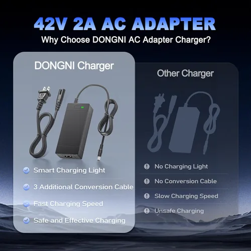 Miniatura 9 de Cargador de 42V 2A compatible con Hiboy S2 Pro, S2, KS4, KS4 Pro, NEX, compatible con Gotrax GXL V2, G2, G3, G4, fuente de alimentación eléctrica