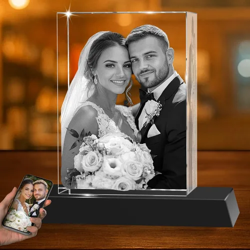 Miniatura 17 de Regalos de foto 3D de cristal personalizados con láser grabados en 3D, marcos de foto personalizados de cristal para aniversario, cumpleaños, boda