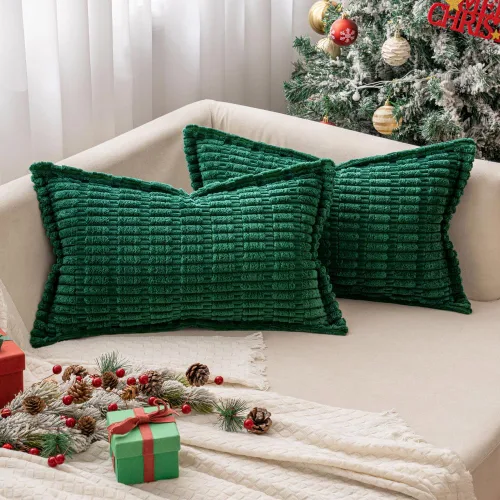 Miniatura 18 de MIULEE - Juego de 2 fundas de almohada decorativas de terciopelo de pana, naranja quemado, para otoño, suaves, a rayas, con borde ancho, decoración