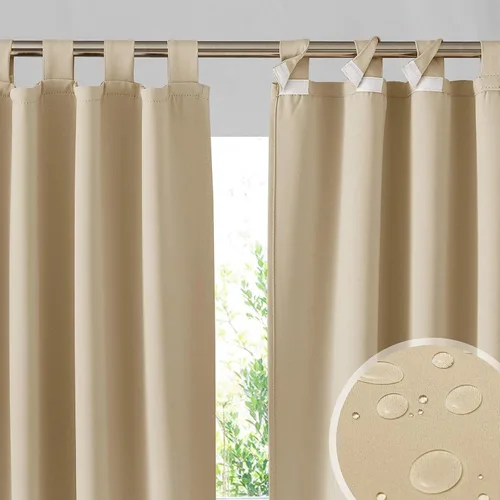 Miniatura 24 de RYB HOME Cortinas para Exteriores para Patio - 2 Paneles Cortinas para Exteriores Desmontables con Parte Superior Adhesiva Impermeables Opacas