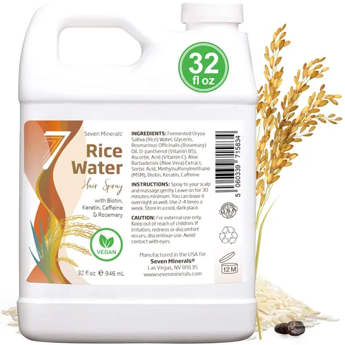 Agua de arroz fermentada para el crecimiento del cabello, infundida con romero, biotina, cafeína, queratina vegana no grasa, espray naturalmente más