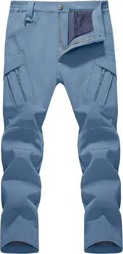 Miniatura 5 de TACVASEN Pantalones de invierno para hombre, 9 bolsillos, forro polar, para senderismo, nieve, resistentes al agua, cálidos, softshell, gruesos