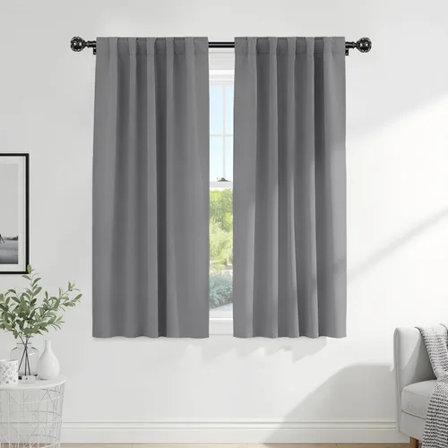 Miniatura 20 de PONY DANCE Cortinas cortas con aislamiento térmico para ventana pequeña, para guardería, baño, cocina, lavandería, caravana, sótano, 29 pulgadas