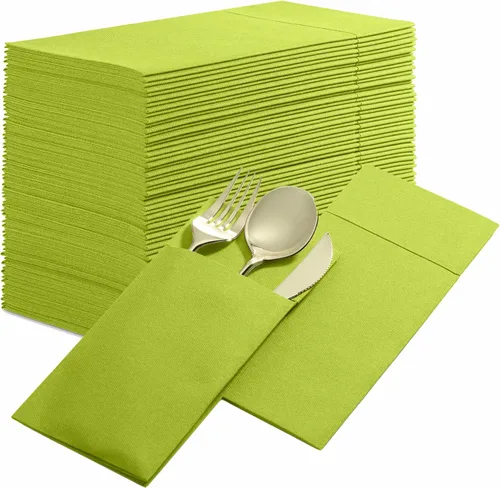 Miniatura 14 de Paquete de 50 servilletas desechables de lino con bolsillo integrado para cubiertos, color rojo brillante, como servilletas de papel para Navidad