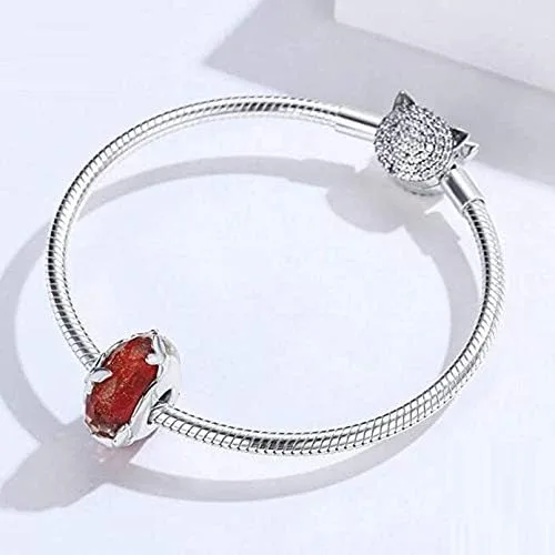 Miniatura 3 de Cuentas de cristal de Murano auténticas plata de ley 925 con núcleo facetado de copo de nieve de Navidad, flor, estrella de cristal, pulsera