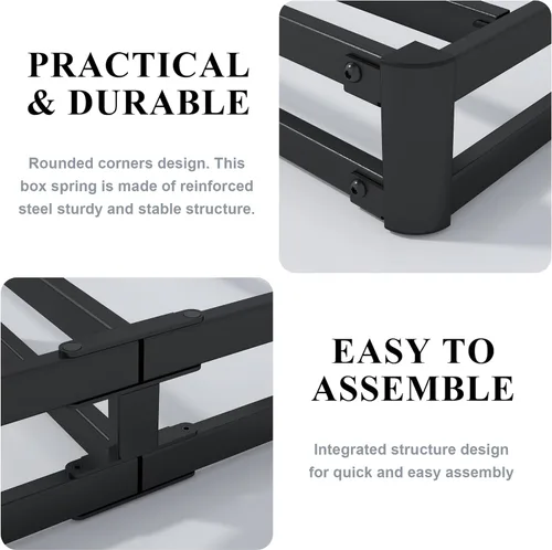 Miniatura 5 de Vehowy Base de resorte de 4 pulgadas para cama king, base de resorte solo tamaño king, base de colchón de servicio pesado, base de cama de metal