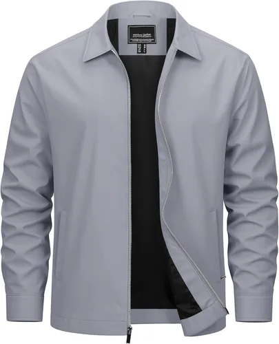 Miniatura 16 de Cotrasen Chaquetas ligeras para hombre, chaqueta cortavientos con cremallera completa, chaqueta casual cortavientos