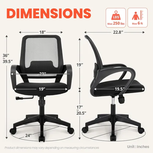 Miniatura 2 de NEO CHAIR – Silla de escritorio para oficina ergonómica con malla, silla de computadora con soporte lumbar, altura ajustable, ruedas giratorias