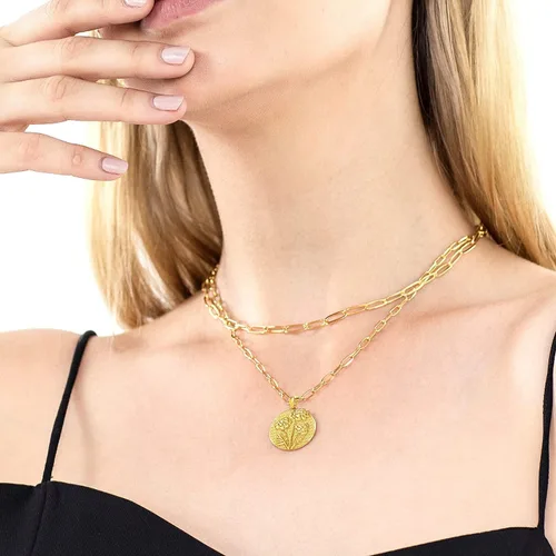 Miniatura 2 de JSJOY Collar dorado con letra A-Z con inicial para mujer, gargantilla en capas, cadena de clip de papel, collar con dije de moneda para niñas, 18 +