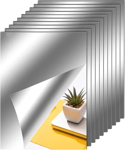 Miniatura 20 de Zonon Hojas de espejo flexibles autoadhesivas, no de vidrio, azulejos adhesivos para decoración de pared del hogar (20 piezas, 6 x 9 pulgadas)