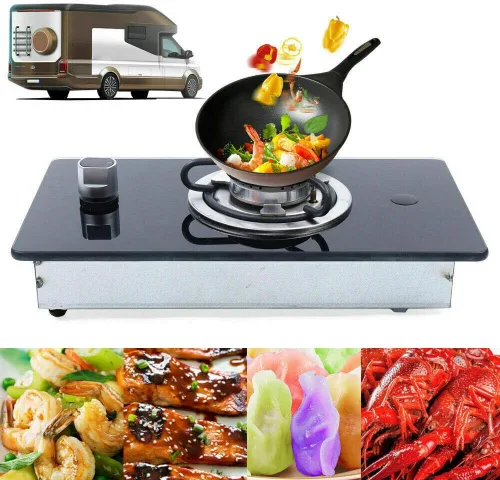 Miniatura 6 de Estufa de gas para autocaravana, quemador de vidrio templado, estufa de gas GLP para barco, caravana, caravana, cámper, estufa de gas de varios