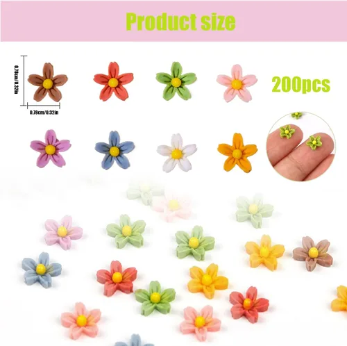 Miniatura 2 de 220 flores de margaritas de resina para manualidades, casa de muñecas, miniaturas de resina, pequeñas flores de margaritas para jardín de hadas