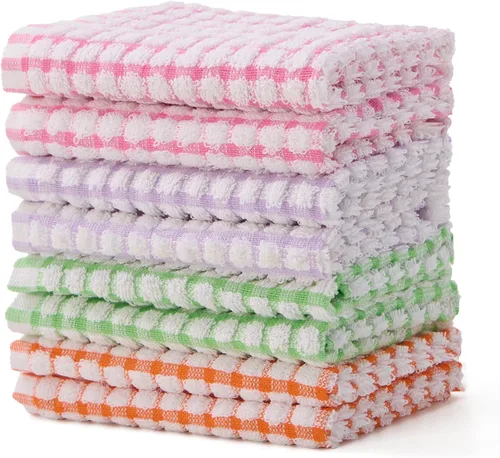 Miniatura 17 de Paño de cocina para cocina, 6 paquetes de trapos de limpieza de algodón en ondas de gofre, paño de cocina ultra suave súper absorbente para lavar