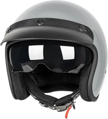 Yesmotor Casco de motocicleta retro de cara abierta 3/4, casco Vespa, aprobado por DOT, adultos, unisex, entusiastas de la motocicleta, amantes del