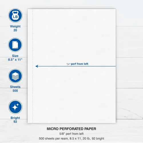 Miniatura 5 de PrintWorks Papel perforado vertical profesional de 5/8 pulgadas, 8.5 x 11 pulgadas, perfecto para folletos y catálogos, fabricado en los Estados